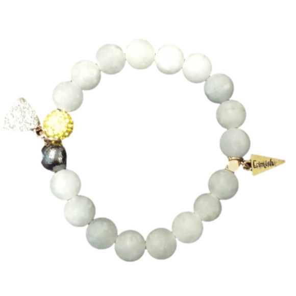 𝅺Jade and Druzy stretch bracelet - Picture 1 of 5